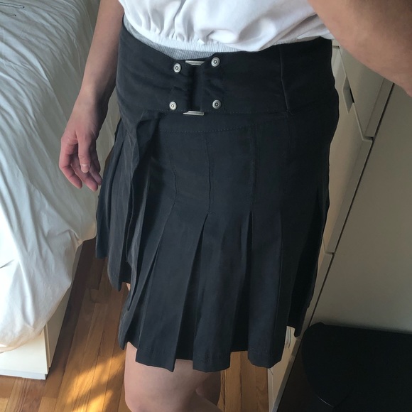 Free People Tencel A line and circle mini pleated skirt - dusty black - Picture 1 of 11